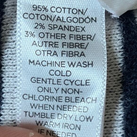 Ann Taylor LOFT Womens Sweater Navy Blue Striped Open Draped Cardigan Stretch L - Picture 7 of 12